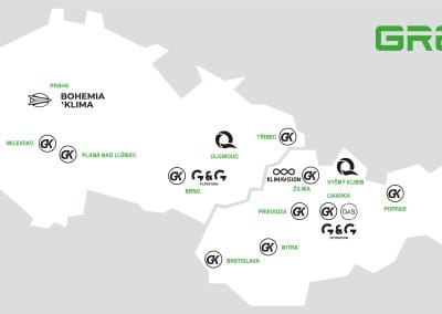 Firmy skupiny GREMI na mape Slovenska a Česka